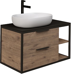 Grossman Мебель для ванной Лофт 90 GR-3015 подвесная веллингтон/черный – фотография-4
